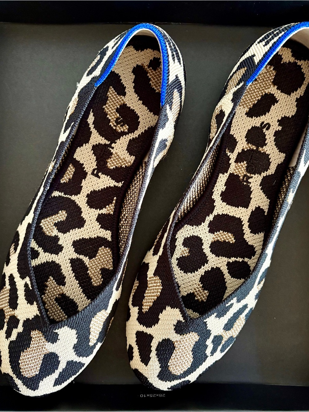 Rothy's The Flat Desert Cat Leopard-Print Knit Ballet Flats in Black and Tan